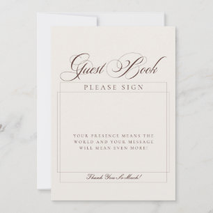 Classic Ivory Brown Calligraphy Guest Book Sign Invitation