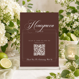 Classic Ivory Brown Calligraphy Honeymoon Fund Invitation
