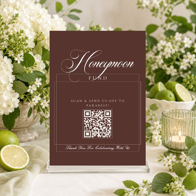 Classic Ivory Brown Calligraphy Honeymoon Fund Invitation (Creator Uploaded)