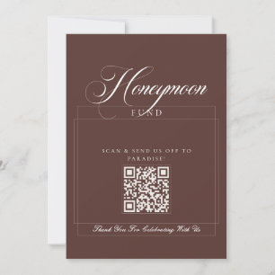 Classic Ivory Brown Calligraphy Honeymoon Fund Invitation
