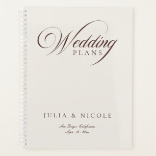 Classic Ivory Brown Calligraphy Planner Notebook