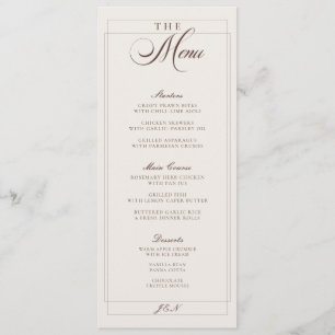 Classic Ivory Brown Calligraphy Wedding Menu