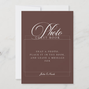 Classic Ivory Brown Photo Guest Book Wedding Sign Invitation