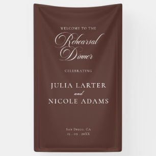 Classic Ivory Brown Rehearsal Dinner Banner Sign