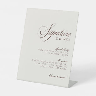 Classic Ivory Brown Signature Drinks Wedding Sign