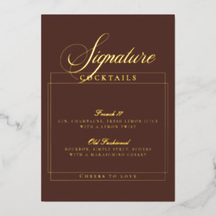 Classic Ivory Brown Signature Wed Cocktail Sign
