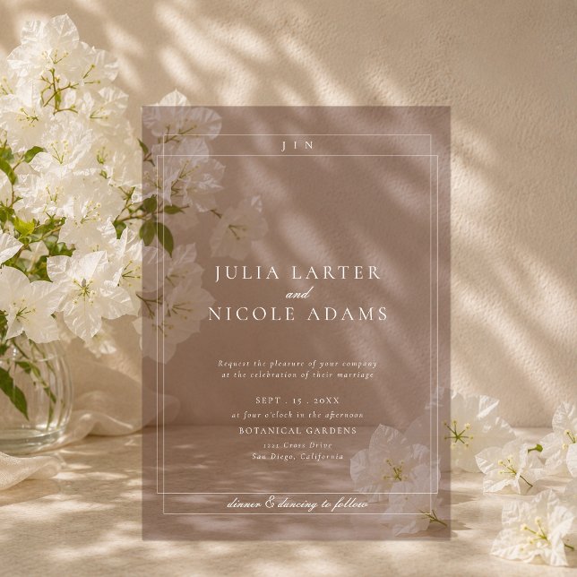 Classic Ivory Brown Simple Minimalist Wedding Acrylic Invitations (Creator Uploaded)