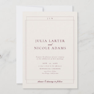 Classic Ivory Brown Simple Minimalist Wedding Invitation