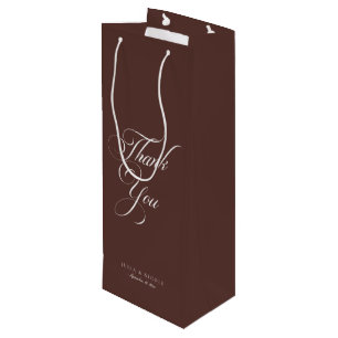 Classic Ivory Brown Simple Wedding Welcome Wine Gift Bag