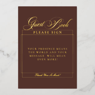 Classic Ivory Brown Wedding Guest Book Sign