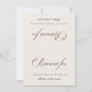 Classic Ivory Brown Wedding Reserved Table Card