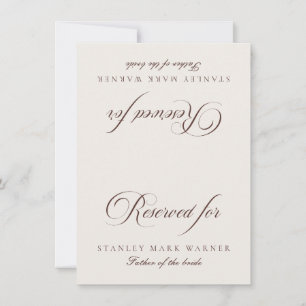 Classic Ivory Brown Wedding Reserved Tabletop Sign Invitation