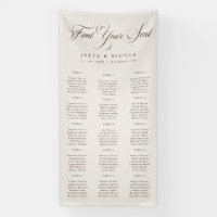 Classic Ivory Brown Wedding Seating Chart Sign