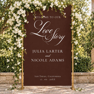 Classic Ivory Brown Welcome Wedding Banner Sign