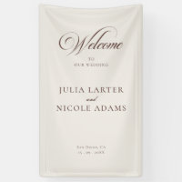 Classic Ivory Brown Welcome Wedding Banner Sign