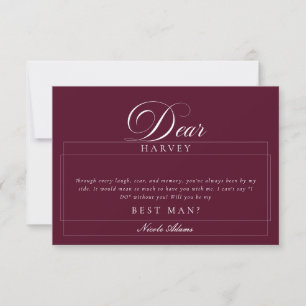 Classic Ivory Burgundy Best Man Proposal Cards