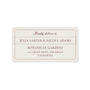 Classic Ivory Burgundy Calligraphy Address Labels
