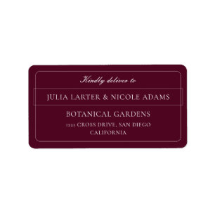 Classic Ivory Burgundy Calligraphy Address Labels