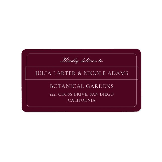 Classic Ivory Burgundy Calligraphy Address Labels (Front)