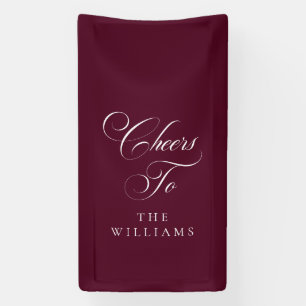 Classic Ivory Burgundy Calligraphy Cheers To Banner