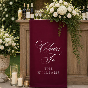 Classic Ivory Burgundy Calligraphy Cheers To Banner