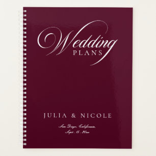 Classic Ivory Burgundy Calligraphy Plan Notebook Planner