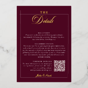 Classic Ivory Burgundy Calligraphy Wedding Details