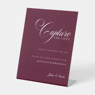 Classic Ivory Burgundy Capture Love Wedding Sign