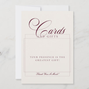 Classic Ivory Burgundy Cards & Gifts Wedding Sign