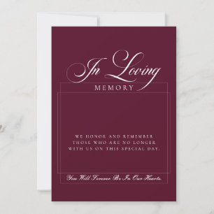 Classic Ivory Burgundy In loving Memory Table Sign Invitation