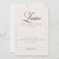 Classic Ivory Burgundy Ladies Bathroom Basket Sign