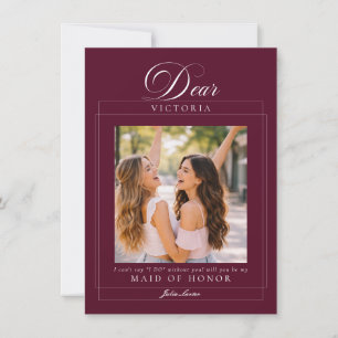 Classic Ivory Burgundy Maid of Honour Proposal Invitation