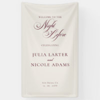 Classic Ivory Burgundy Night Before Banner Sign