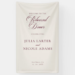 Classic Ivory Burgundy Rehearsal Dinner Banner
