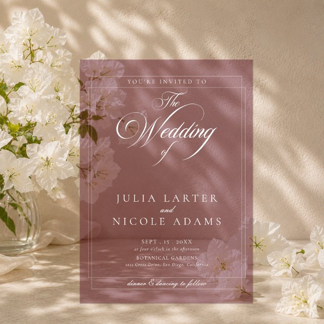 Classic Ivory Burgundy Simple Minimalist Wedding Acrylic Invitations (Creator Uploaded)