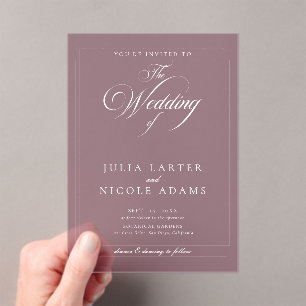 Classic Ivory Burgundy Simple Minimalist Wedding Acrylic Invitations