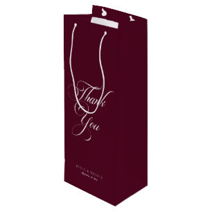 Classic Ivory Burgundy Simple Wedding Welcome Wine Gift Bag