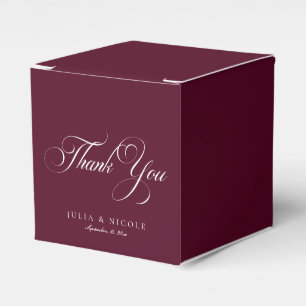 Classic Ivory Burgundy Sweet Thank You Wedding Favour Box