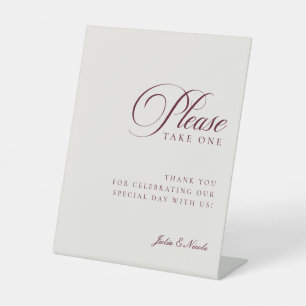 Classic Ivory Burgundy Take A Favour  Wedding Sign