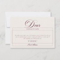 Classic Ivory Burgundy Usher Wedding Proposal Card