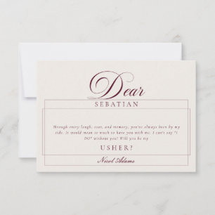 Classic Ivory Burgundy Usher Wedding Proposal Card