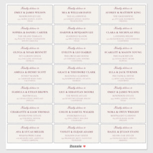 Classic Ivory Burgundy Wedding Guest Address Label