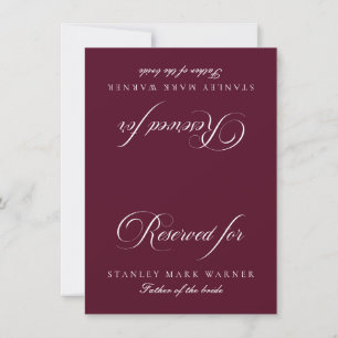 Classic Ivory Burgundy Wedding Reserved Table Card