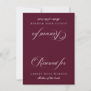 Classic Ivory Burgundy Wedding Reserved Tabletop Invitation