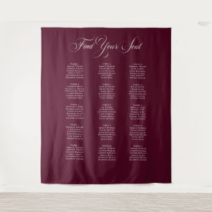 Classic Ivory Burgundy Wedding Seating Chart Sign Tapestry