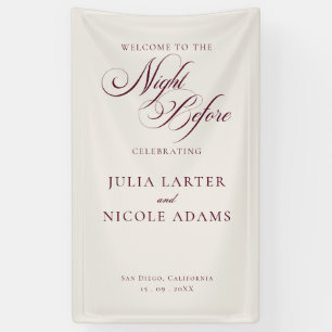 Classic Ivory Burgundy Wedding The Night Before Banner