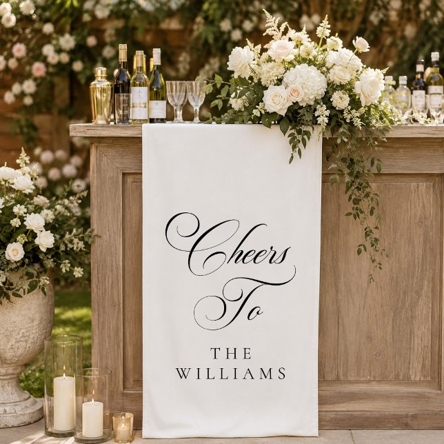 Classic Ivory Calligraphy Cheers To Wedding   Banner (Creator Uploaded)