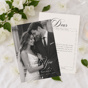 Classic Ivory Calligraphy Overlay Photo Thank You Invitation