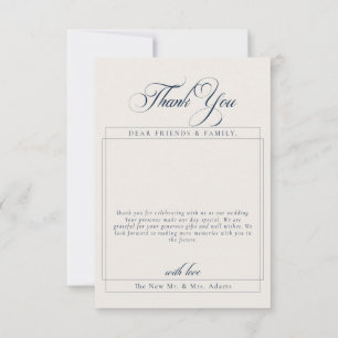 Classic Ivory Calligraphy Photo Wedding Thank You Card