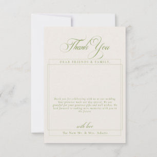 Classic Ivory Calligraphy Photo Wedding Thank You Card